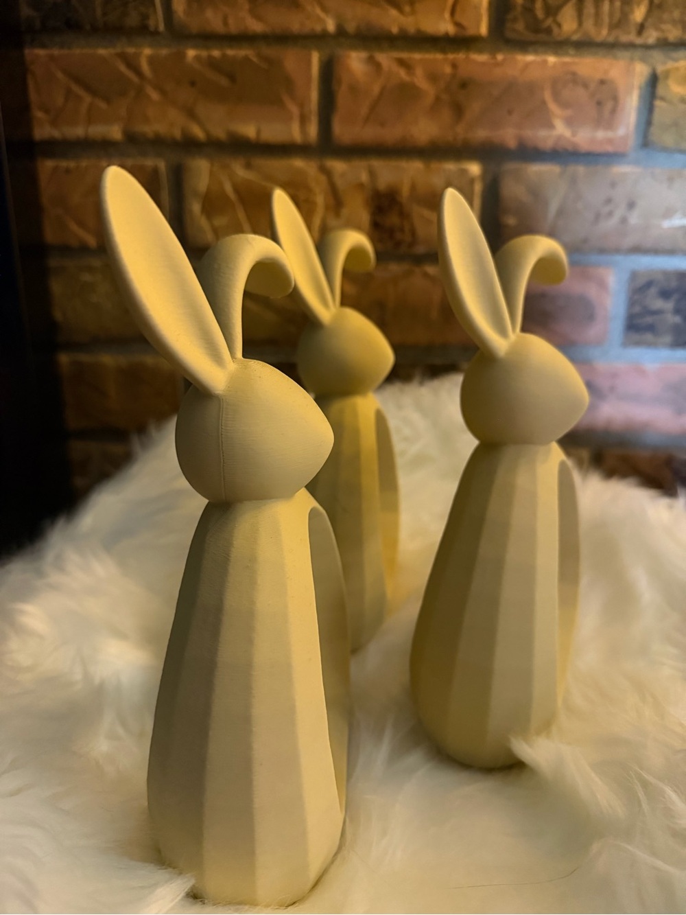 Hand Crafted 3D Printed Neutral Tan Bunnies (set of 3) NWOT - Picture 2 of 2